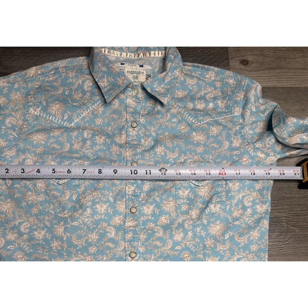 Panhandle Rough Stock Womens Light Blue Paisley Long Sleeve Western Snap Shirt M - Picture 5 of 7